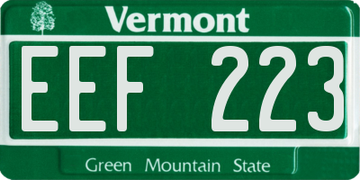 VT license plate EEF223