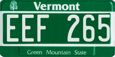 VT license plate EEF265