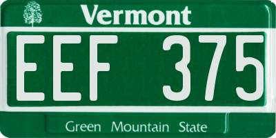 VT license plate EEF375