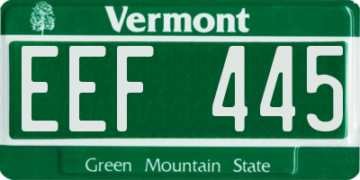 VT license plate EEF445
