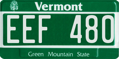 VT license plate EEF480