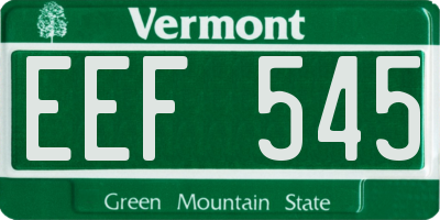 VT license plate EEF545