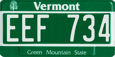 VT license plate EEF734
