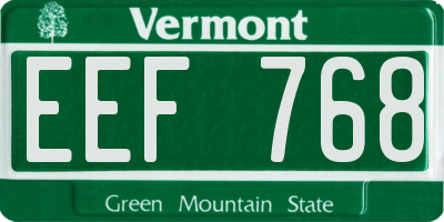 VT license plate EEF768