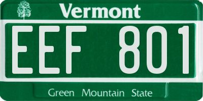 VT license plate EEF801