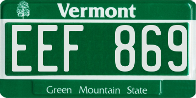 VT license plate EEF869
