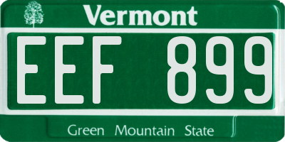 VT license plate EEF899