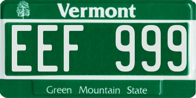 VT license plate EEF999