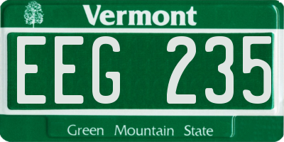 VT license plate EEG235