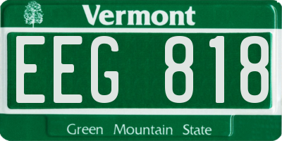 VT license plate EEG818