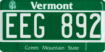 VT license plate EEG892