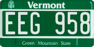VT license plate EEG958