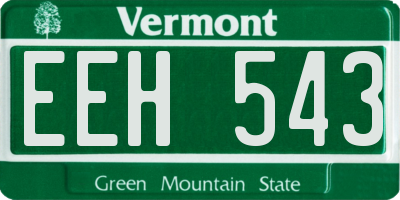 VT license plate EEH543