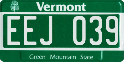 VT license plate EEJ039