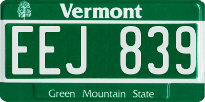 VT license plate EEJ839