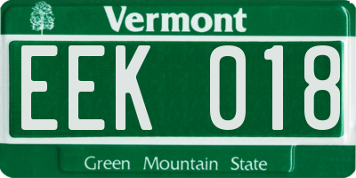 VT license plate EEK018