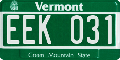 VT license plate EEK031