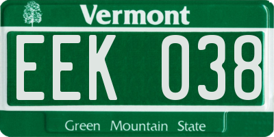 VT license plate EEK038