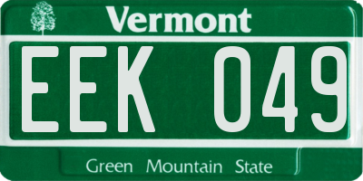 VT license plate EEK049
