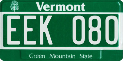 VT license plate EEK080