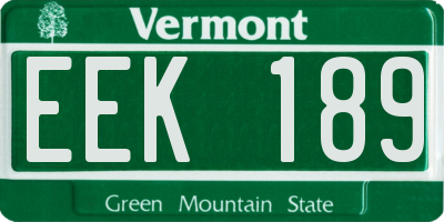 VT license plate EEK189