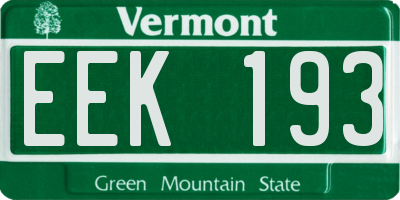 VT license plate EEK193