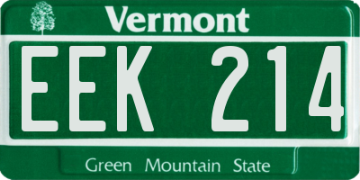 VT license plate EEK214