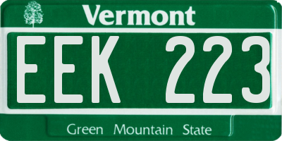 VT license plate EEK223