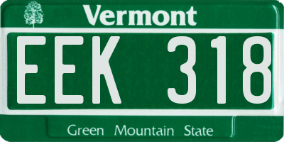 VT license plate EEK318