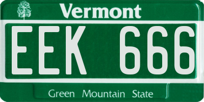 VT license plate EEK666