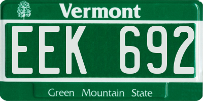 VT license plate EEK692
