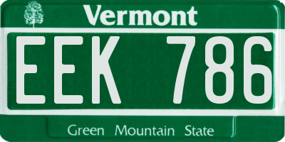 VT license plate EEK786
