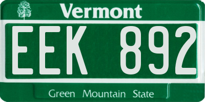 VT license plate EEK892