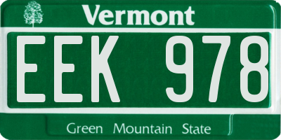 VT license plate EEK978