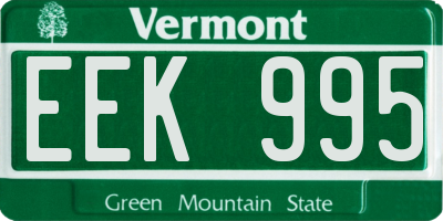 VT license plate EEK995