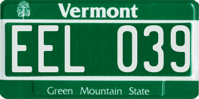 VT license plate EEL039