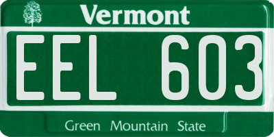 VT license plate EEL603