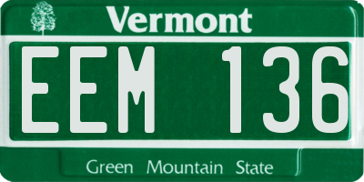 VT license plate EEM136