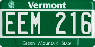 VT license plate EEM216