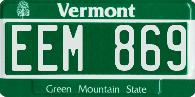 VT license plate EEM869