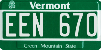 VT license plate EEN670