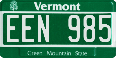 VT license plate EEN985