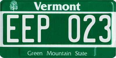 VT license plate EEP023
