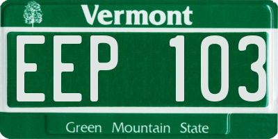 VT license plate EEP103