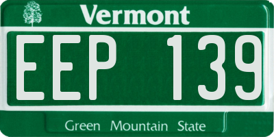 VT license plate EEP139