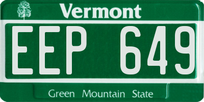 VT license plate EEP649