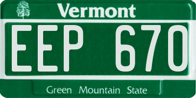 VT license plate EEP670
