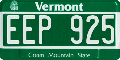 VT license plate EEP925
