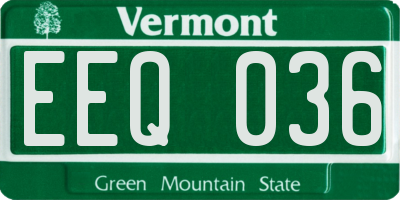 VT license plate EEQ036
