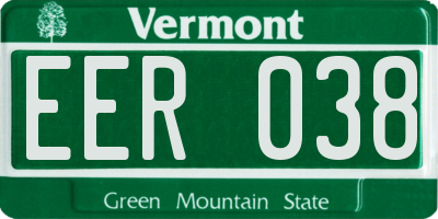VT license plate EER038
